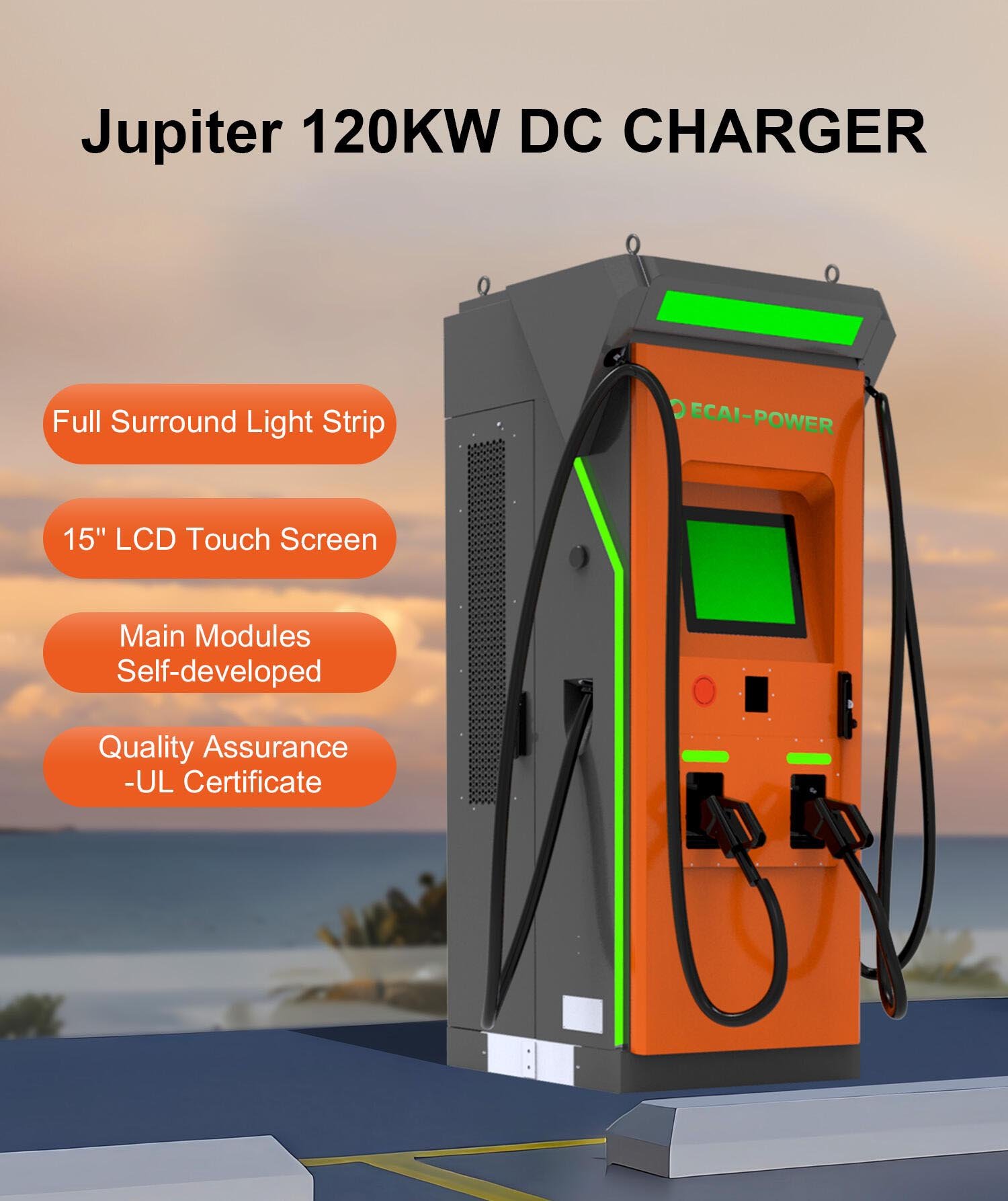 120kW Triple-Standard EV Charging Station: CHAdeMO+CCS+GB/T, LED Light Indicator