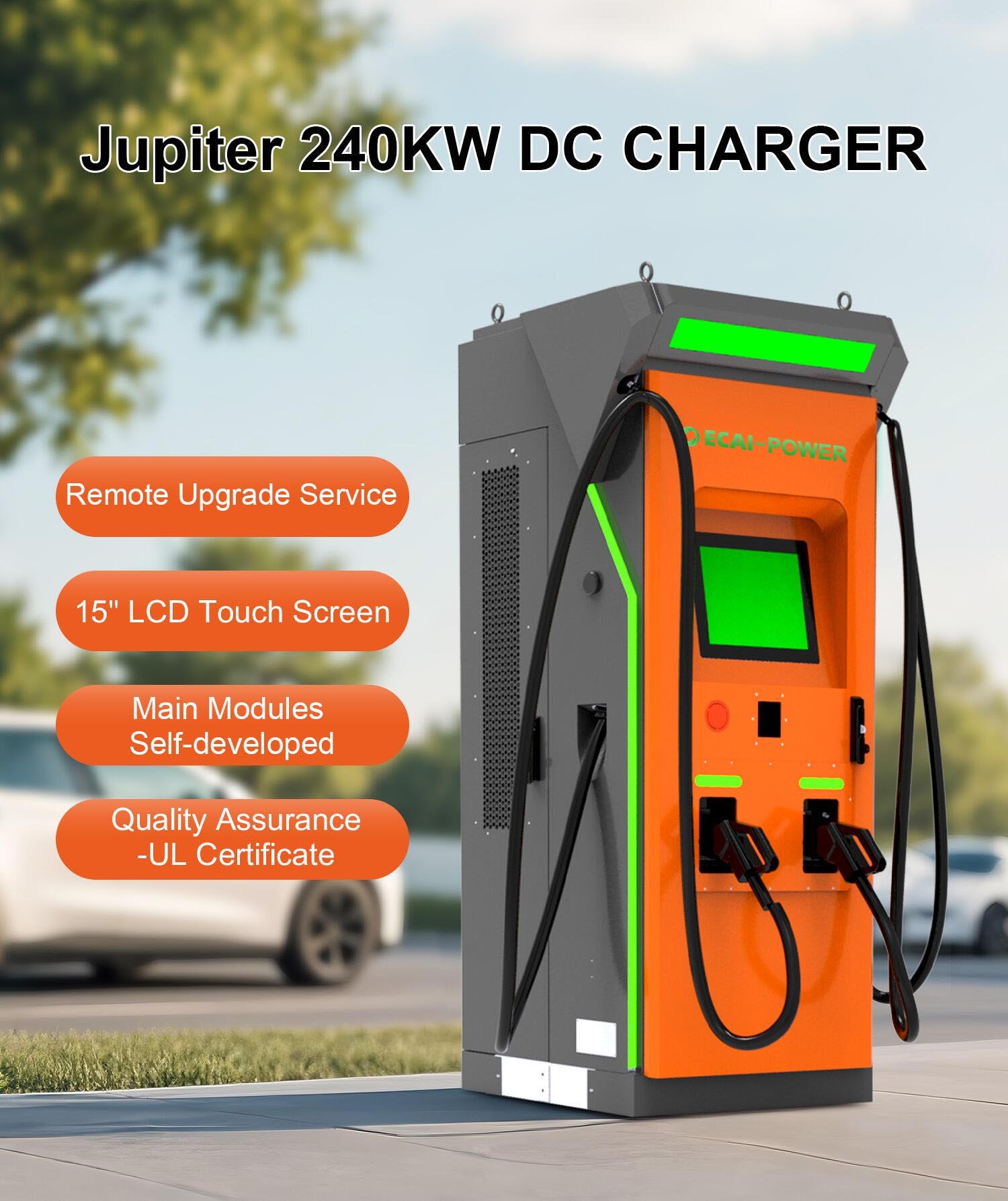 240kW EV Charging Station Commercial DC EV Charger Chademo CCS GB/T With Light Strip Details